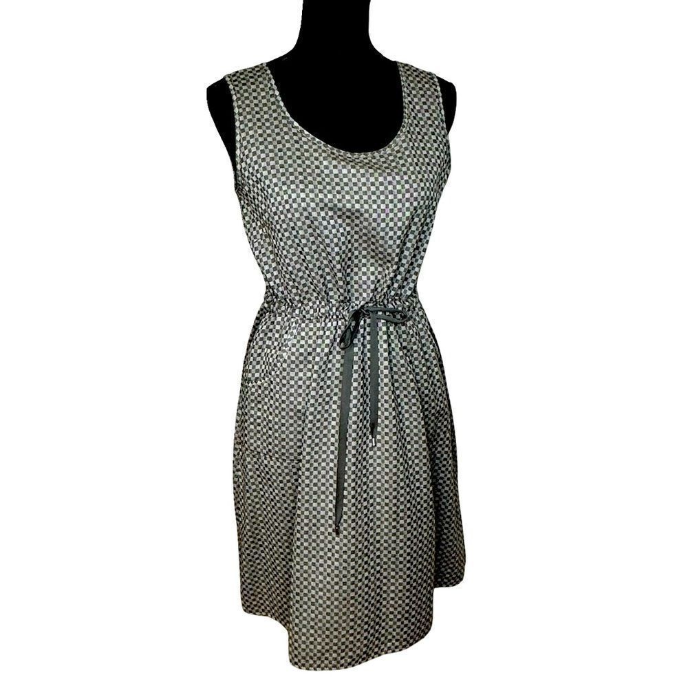 NATIONAL PICNIC Gray Check Gingham Cotton Sheath Dress Size Small
